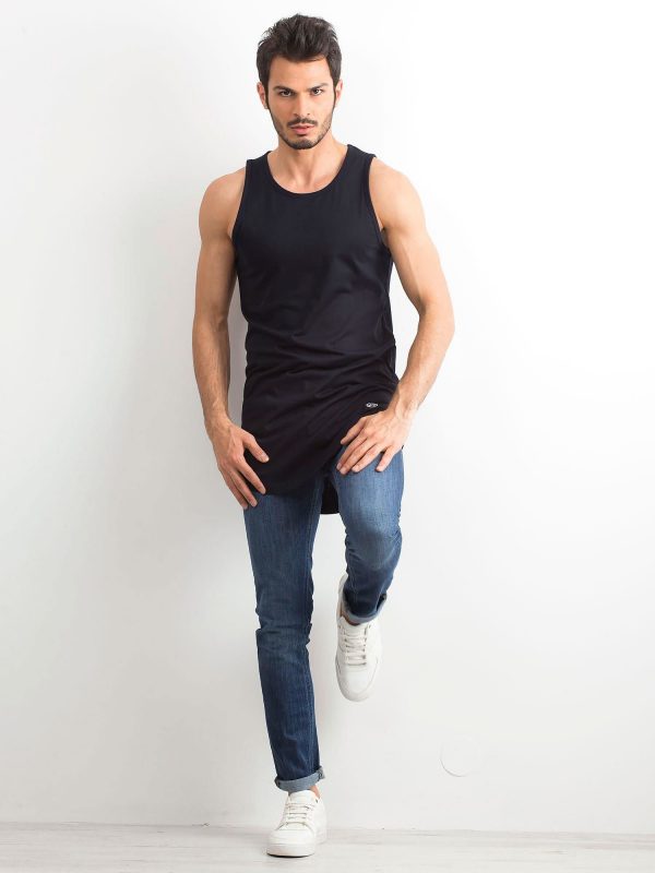 Navy Blue Men's Long Tank Top