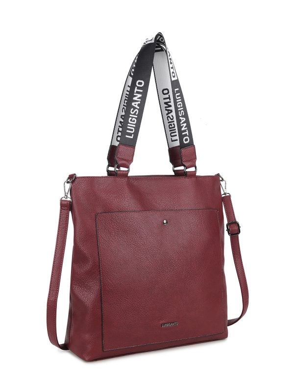 Burgundy city bag with LUIGISANTO decorative handles