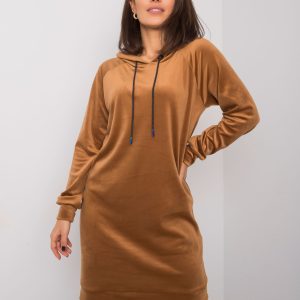 Camel velour dress with hood Messina