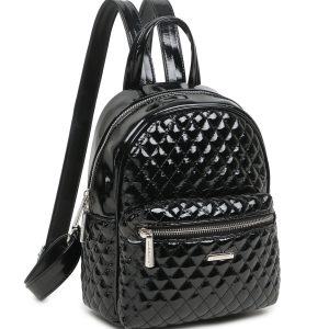 LUIGISANTO black lacquered backpack