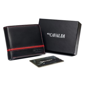 Black and red men's leather wallet