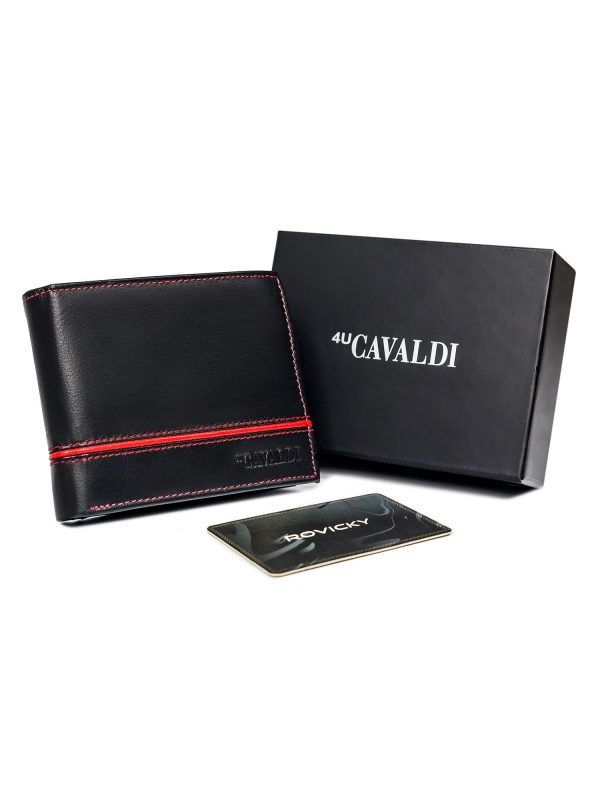 Black and red men's leather wallet