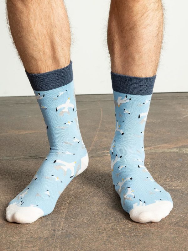 Light Blue Patterned Men's Socks