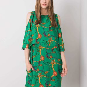 Green dress with prints Maresol RUE PARIS