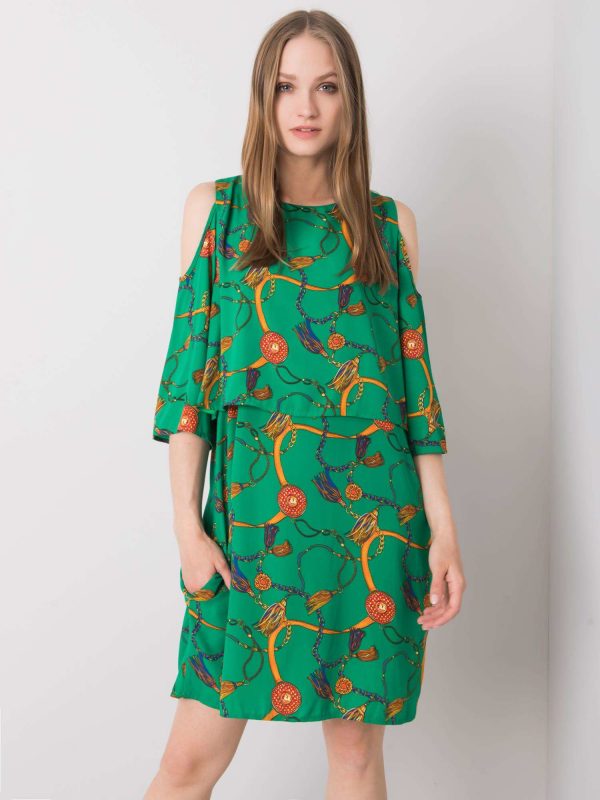 Green dress with prints Maresol RUE PARIS