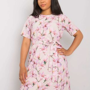 Beige Patterned Plus Size Dress Celene