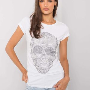 White T-shirt with Skull applique