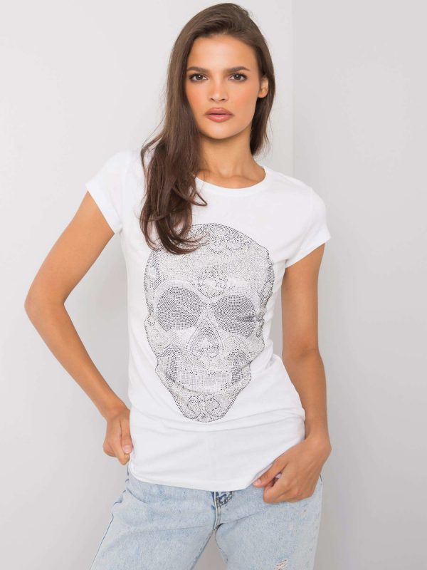 White T-shirt with Skull applique