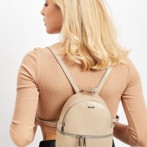 Women's Beige Leather Backpack