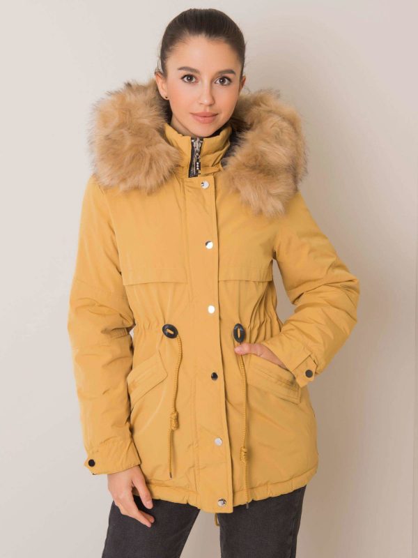 Yellow and black reversible Haydee parka jacket