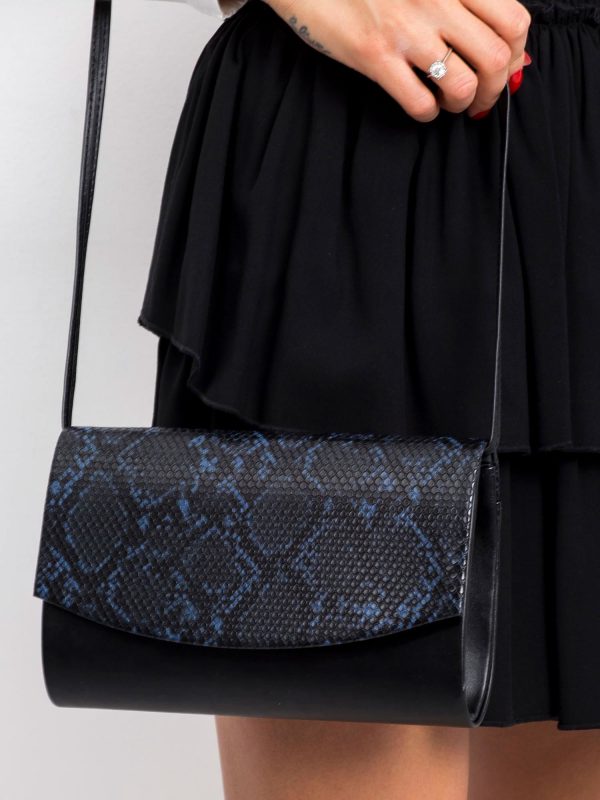 Black and navy eco leather clutch bag