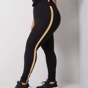 Black and gold plus size leggings with charlotta stripes