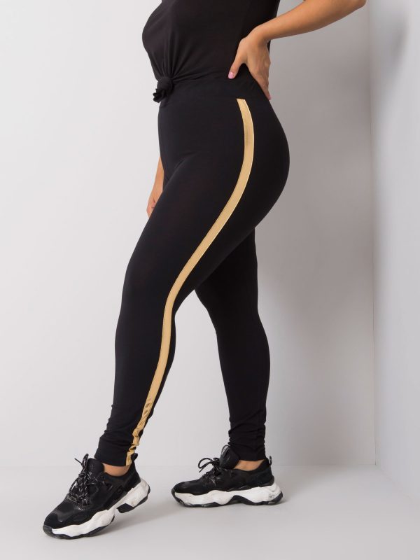 Black and gold plus size leggings with charlotta stripes