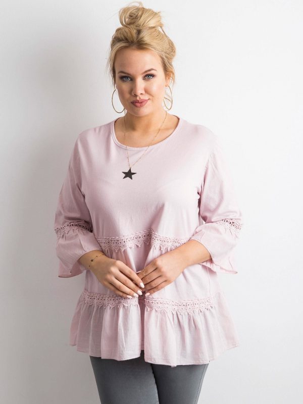 Dirty pink boho tunic with ruffle PLUS SIZE