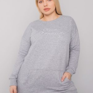 Grey melange long sweatshirt plus size Easton