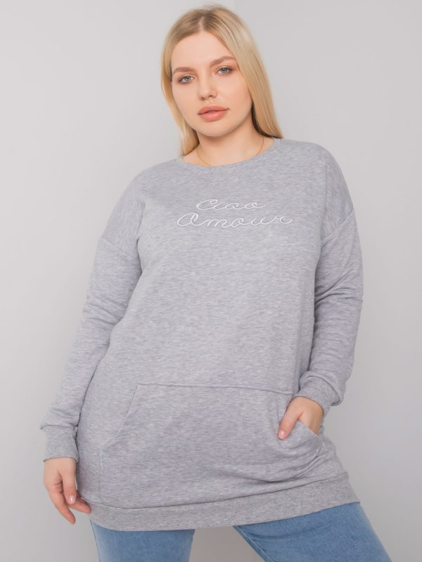 Grey melange long sweatshirt plus size Easton