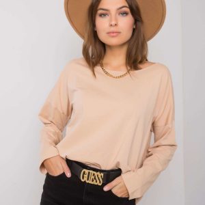 Leyah Beige Long Sleeve Blouse