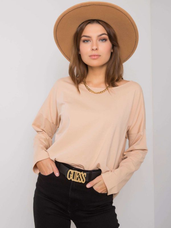 Leyah Beige Long Sleeve Blouse