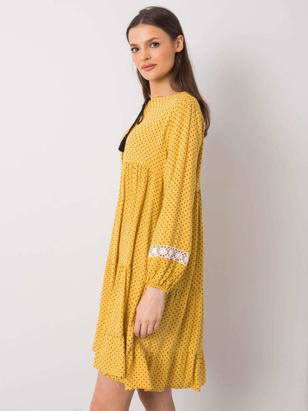 Irvine polka dot mustard dress