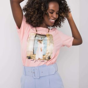 Light pink T-shirt with print by Benthe