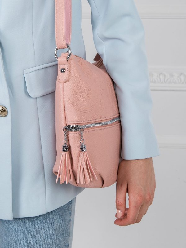 Light pink eco leather handbag