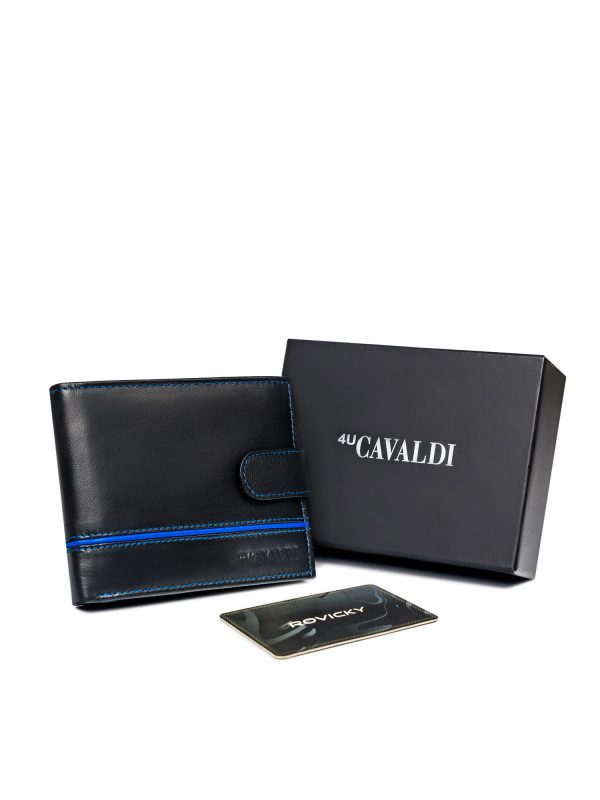 Black and blue men's leather wallet