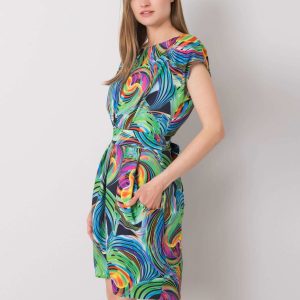 Navy blue dress with prints Fidelia RUE PARIS