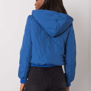 Dark Blue Quilted Hooded Jacket Larah