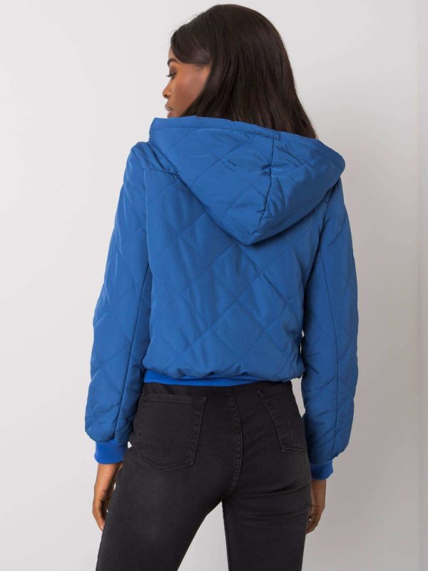 Dark Blue Quilted Hooded Jacket Larah