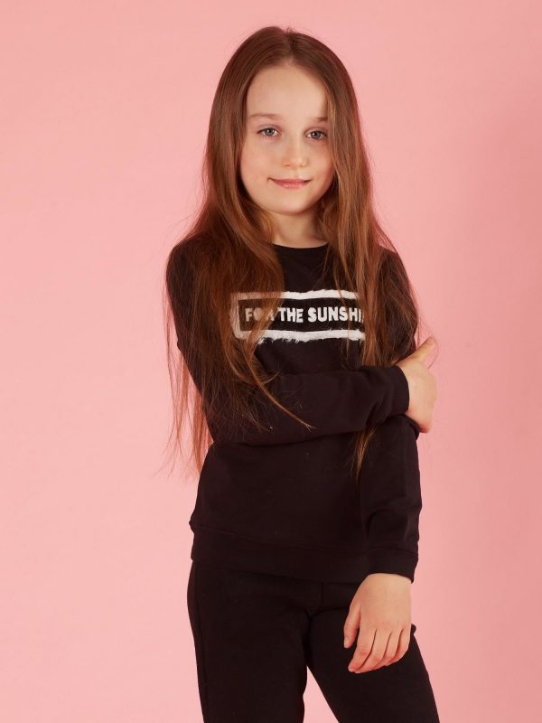 Black girl sweatshirt with fur applique