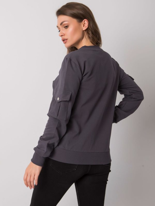 Graphite bomber sweatshirt with pockets Bertena RUE PARIS