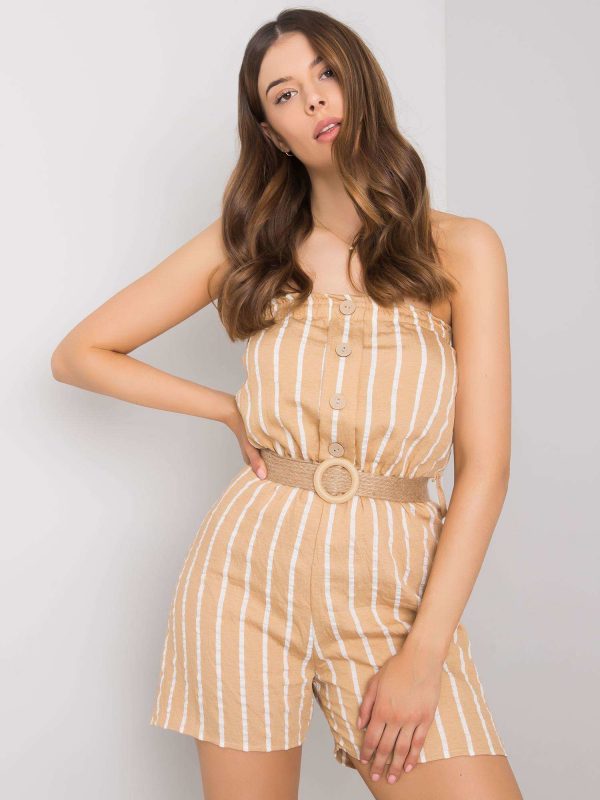 Beige and white striped jumpsuit Soledad RUE PARIS