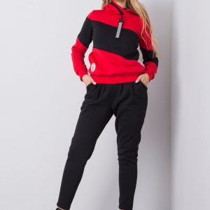 Red tracksuit with floral hooded belt