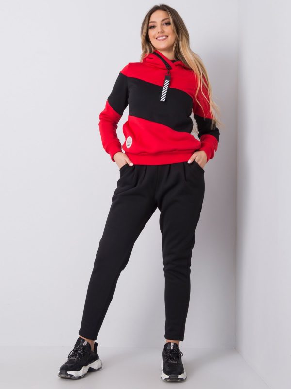 Red tracksuit with floral hooded belt