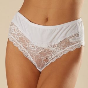 White Cotton Panties with Lace Insert