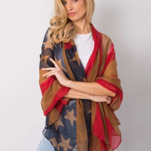 Red-brown scarf with patterns