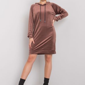 Brown velour dress with hood Messina