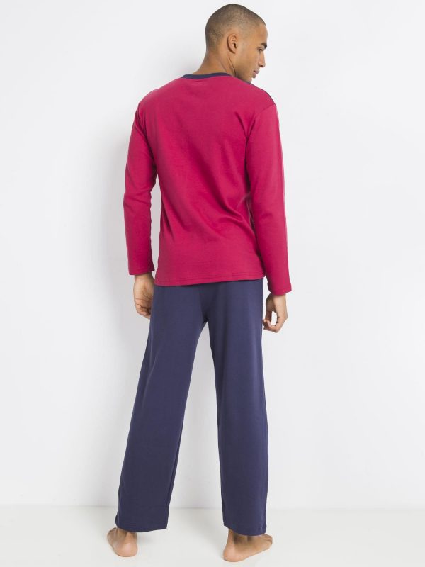 Burgundy Navy Blue Men's Pyjamas