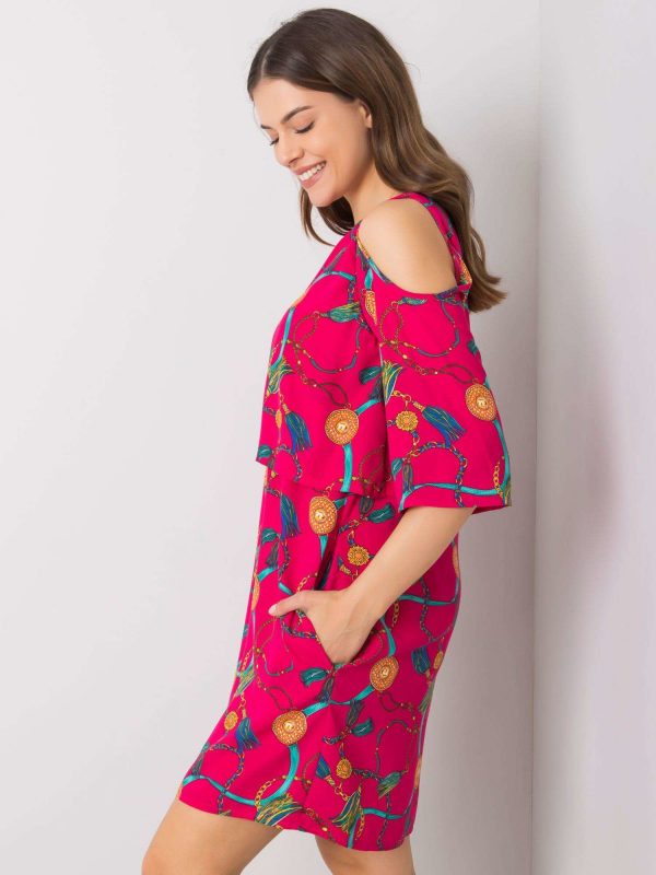 Fuchsia dress with prints Maresol RUE PARIS