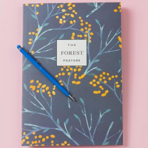 Navy blue notebook with vegetable motif