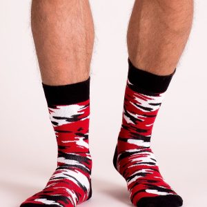 Black and red camo men's socks