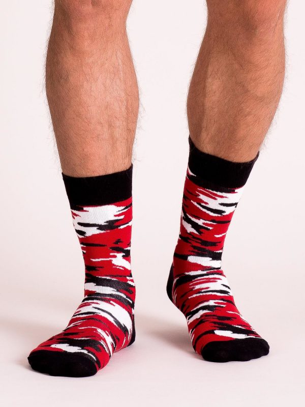 Black and red camo men's socks