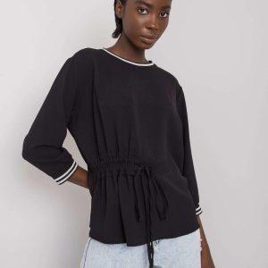 Black blouse with ribbing Bettina RUE PARIS