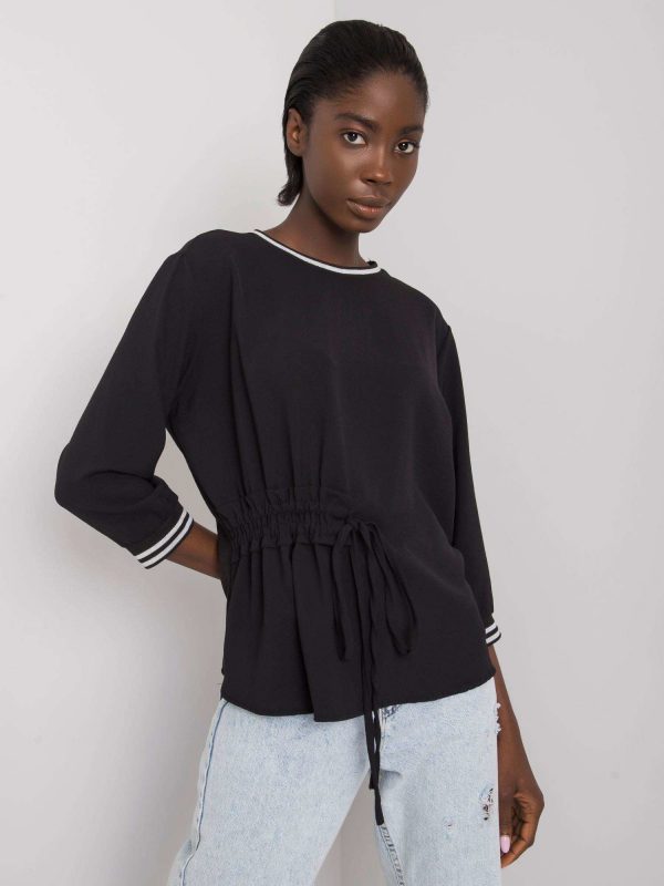 Black blouse with ribbing Bettina RUE PARIS