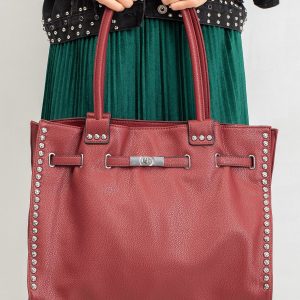 Burgundy big bag with studs