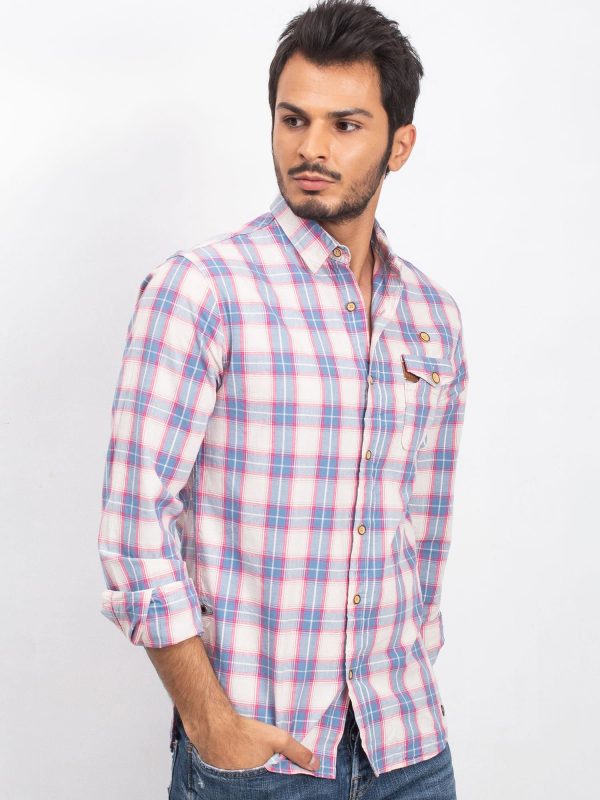 Blue and pink men's shirt Western