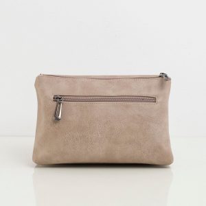 Beige eco-leather handbag with flip