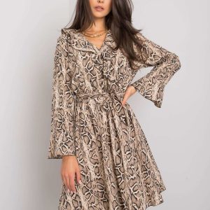 Beige and black long sleeve dress Amiya