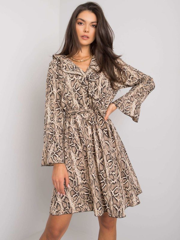 Beige and black long sleeve dress Amiya