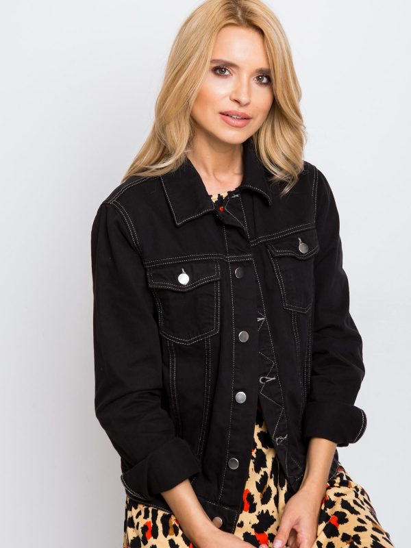 RUE PARIS Black Daisy Jacket